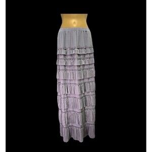 Gathy Parisian Fairy Indie Layered Tiered Gray Maxi Skirt Medium Boho Whimsical
